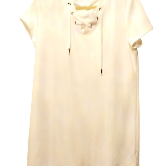 Ideology - NWOT, White Shift Dress, Short Sleeves, Laced Up Front, - Picture 2 of 13
